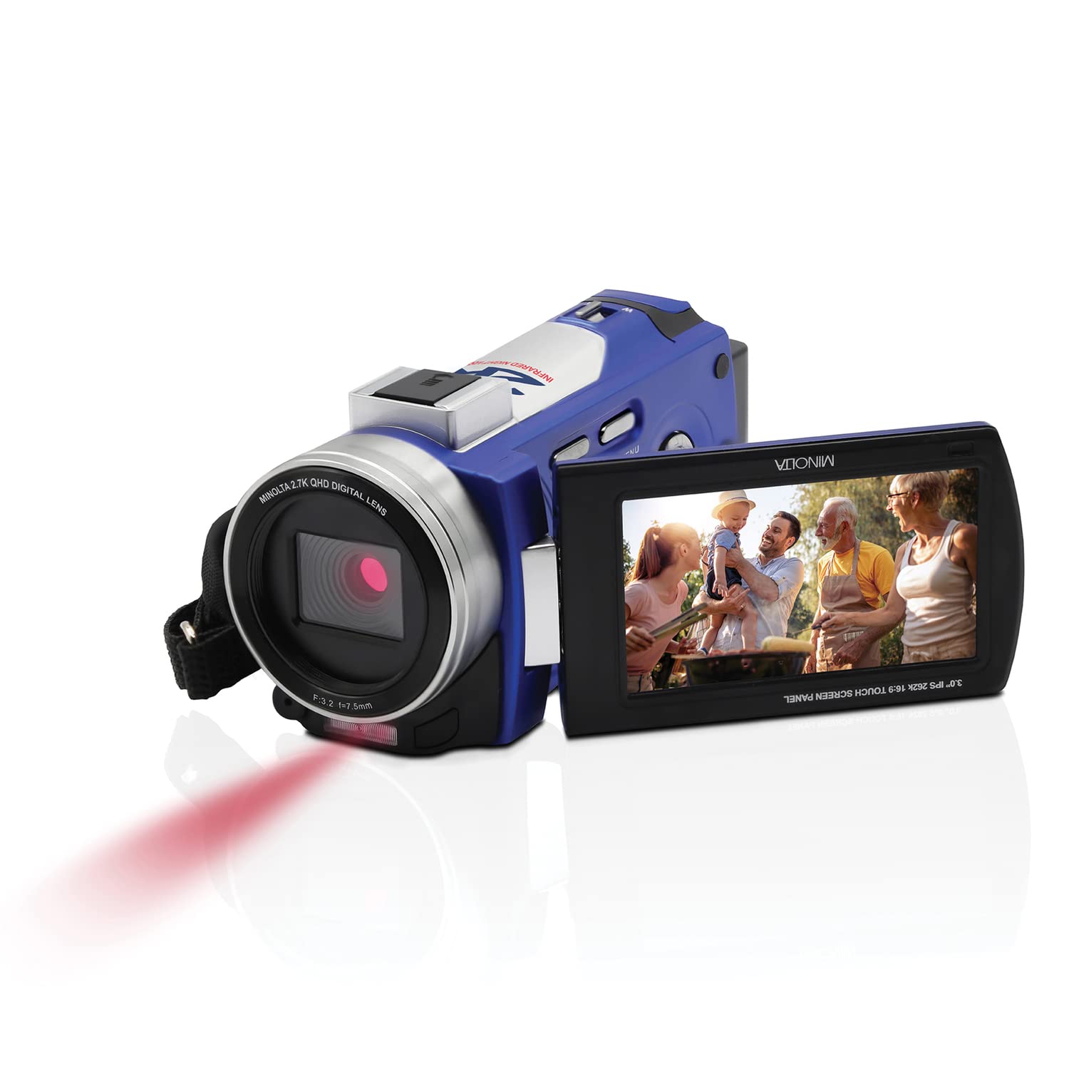 Minolta Mn2K50Nv Bl Mn2K50Nv 2.7K Quad Hd 16X Digital Zoom Ir Night Vision Video Camcorder (Blue)